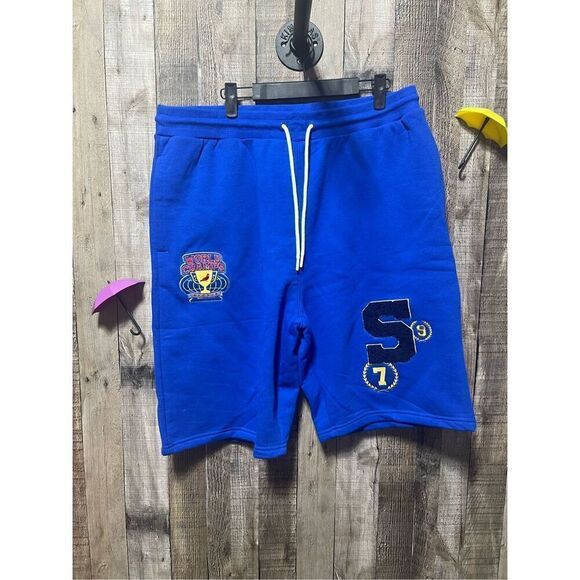 Staple Pigeon Decatur Royal Blue Patch Shorts NWT - Picture 1 of 6